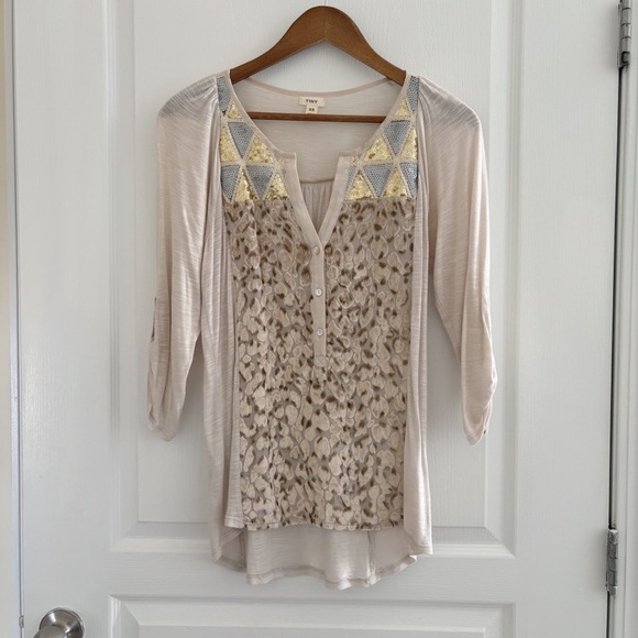 Anthropologie Tiny Top Sequin Velvet Animal Print - Picture 9 of 9